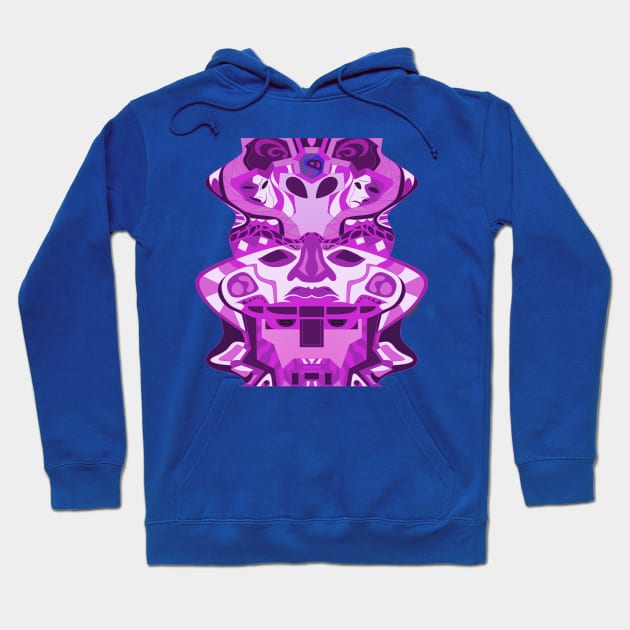 deep alien olmec totem head in purple mandala ecopop Hoodie by jorge_lebeau